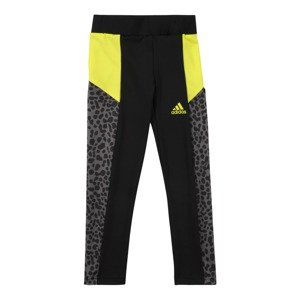 ADIDAS PERFORMANCE Sportovní kalhoty  černá / svítivě žlutá / šedá