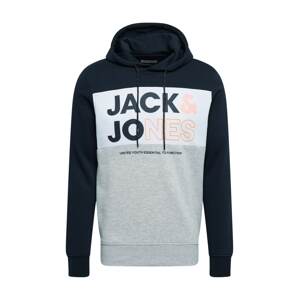 JACK & JONES Mikina 'ARID'  námořnická modř / šedý melír / bílá / oranžová / broskvová