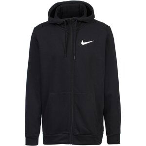 NIKE Sportovní mikina s kapucí  černá / bílá