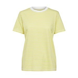 SELECTED FEMME Tričko  světle žlutá / bílá