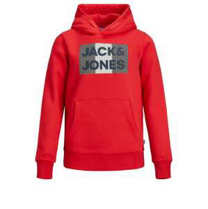 Jack & Jones Junior Mikina  červená / bílá / šedá