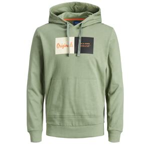 JACK & JONES Mikina  zelená / oranžová / černá / krémová