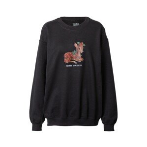 Daisy Street Sweatshirt 'ANTONIA'  černá / bílá / hnědá / zelená