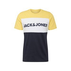 JACK & JONES Tričko  žlutá / námořnická modř / bílá