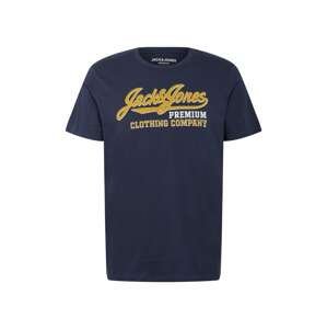 JACK & JONES Tričko 'BLUDRIVER'  námořnická modř / bílá / zlatě žlutá