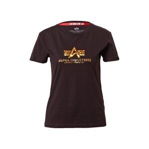 ALPHA INDUSTRIES T-Shirt  černá / zlatá / hnědá / světlemodrá