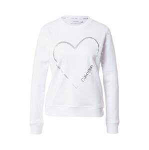 Calvin Klein Mikina 'VALENTINES'  bílá / černá / stříbrná