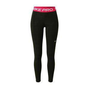 NIKE Sportovní kalhoty  černá / svítivě růžová / bílá