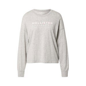 HOLLISTER Tričko  šedý melír / pastelově růžová / bílá
