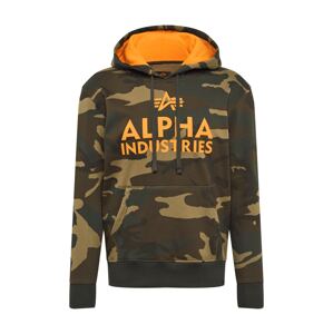 ALPHA INDUSTRIES Mikina  khaki / jedle / béžová / oranžová