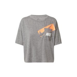 NIKE Funkční tričko  šedý melír / pastelově oranžová / bílá