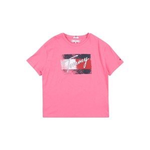 TOMMY HILFIGER Tričko  pink / bílá / červená / noční modrá