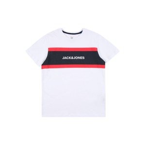 Jack & Jones Junior Tričko 'SHAKE'  bílá / černá / světle červená