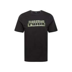 PUMA Funkční tričko  černá / khaki / olivová