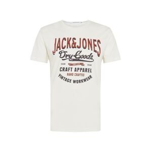 JACK & JONES Tričko  bílá / černá / tmavě červená