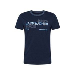 JACK & JONES Tričko  námořnická modř / aqua modrá / modrá / bílá