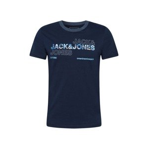 JACK & JONES Tričko  námořnická modř / aqua modrá / modrá / bílá