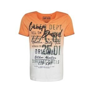 CAMP DAVID Tričko  bílá / oranžová / khaki / černá