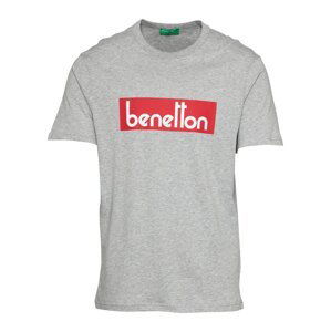 UNITED COLORS OF BENETTON T-Shirt  šedý melír / bílá / červená