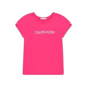 Calvin Klein Jeans Tričko  svítivě růžová / bílá