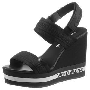 Calvin Klein Páskové sandály  černá / bílá