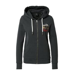 Superdry Mikina s kapucí  černá / béžová / světle šedá / tmavě růžová