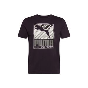 PUMA Funkční tričko 'Cat Box'  černá / bílá / šedobéžová