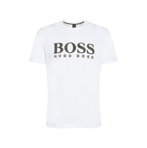 BOSS Casual Tričko  bílá / khaki / hnědá