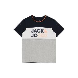 Jack & Jones Junior Tričko  marine modrá / šedý melír / oranžová