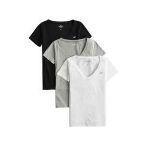 HOLLISTER Tričko  bílá / černá / šedý melír