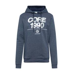 JACK & JONES Sweatshirt 'JCOBERG SWEAT HOOD'  bílá / chladná modrá / světle šedá