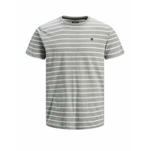 JACK & JONES Tričko 'JPRBLUTOM TEE SS STRIPE CREW NECK'  šedá / bílá