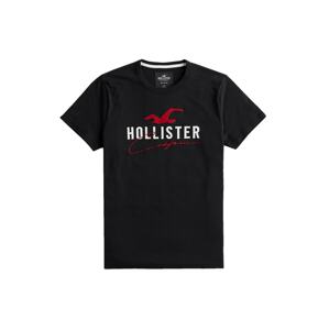 HOLLISTER Tričko  černá / bílá / červená