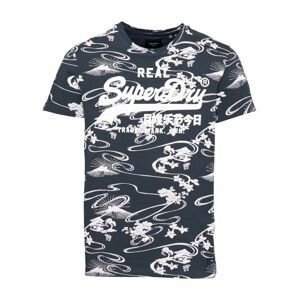 Superdry Tričko  marine modrá / bílá