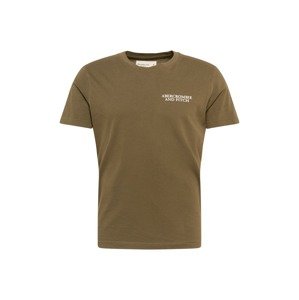 Abercrombie & Fitch Tričko  khaki / bílá