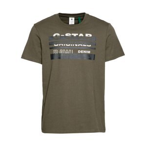 G-Star RAW Tričko  khaki / bílá / černá