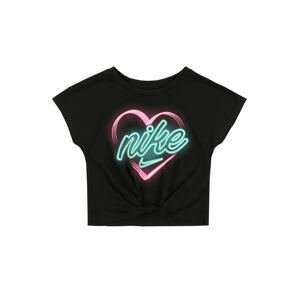 NIKE Funkční tričko 'HEART GLOW IN THE DARK'  černá / pink / světlemodrá
