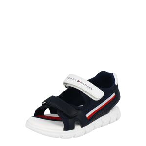 TOMMY HILFIGER Otevřená obuv  bílá / námořnická modř / červená