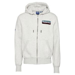 Superdry Mikina s kapucí  šedý melír / pastelová modrá / tmavě hnědá