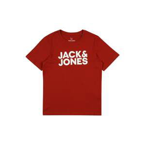 Jack & Jones Junior Tričko 'ECORP'  bílá / ohnivá červená