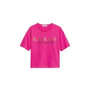 Calvin Klein Jeans Tričko  bronzová / svítivě růžová / černá