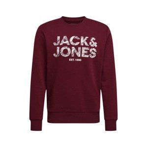 JACK & JONES Mikina 'HERO'  vínově červená / bílá