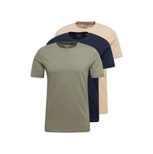 JACK & JONES Tričko  béžová / námořnická modř / khaki