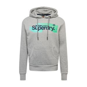 Superdry Mikina 'Cali'  šedý melír / tyrkysová / námořnická modř / nefritová