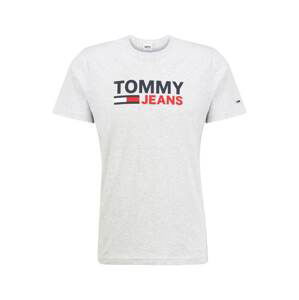 Tommy Jeans Tričko  světle šedá / noční modrá / bílá / červená