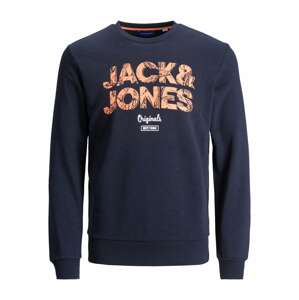 JACK & JONES Mikina  námořnická modř / oranžová / bílá