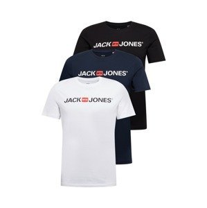 JACK & JONES Tričko  námořnická modř / oranžově červená / černá / bílá