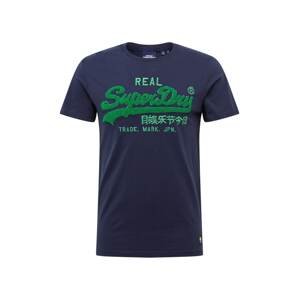 Superdry Tričko 'CHENILLE'  námořnická modř / zelená