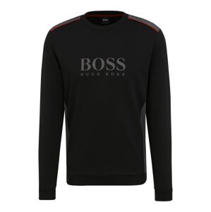 BOSS Casual Mikina  černá / tmavě šedá / červená