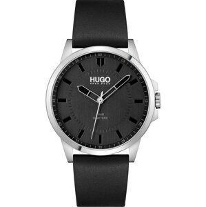 HUGO Analogové hodinky  stříbrná / černá